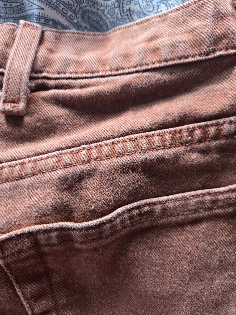 Arizona Jeans Co High Waisted Rust Terracotta Brown Denim Jean Mom Shorts - Picture 12 of 14